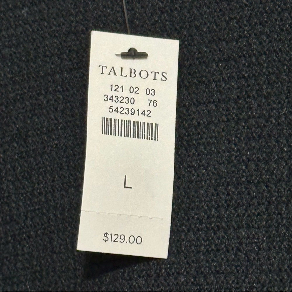 Talbots NWT Open Front Black Mid Length  Ribbed Knit Cotton Blend Cardigan - Picture 9 of 10